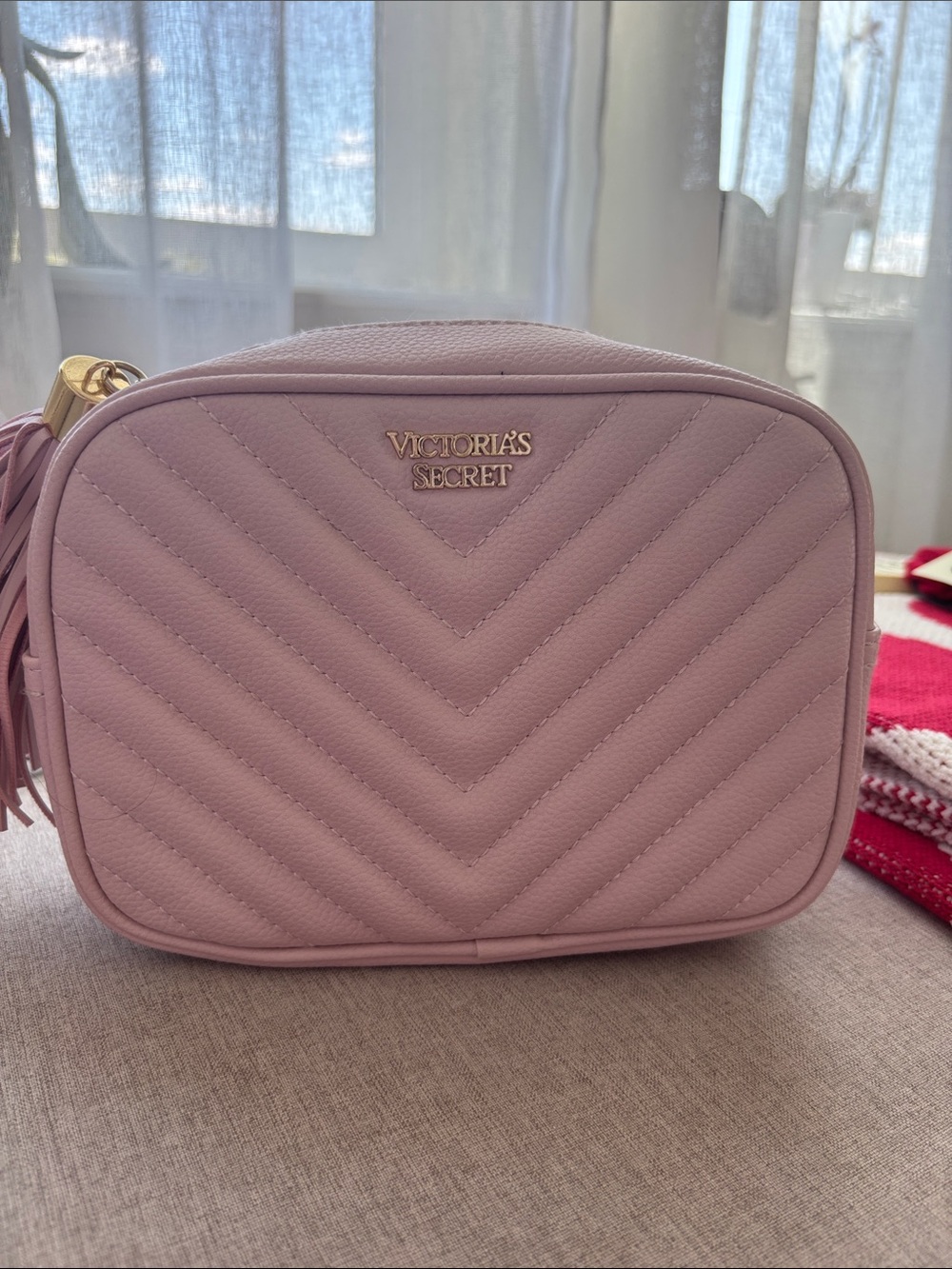 Victoria's Secret Blush Pink Quilted Crossbody with Tassel
